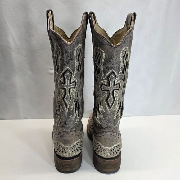 Corral Women's Sequin Wings & Cross Leather Western Cowboy Boots Square Toe 8W - Picture 7 of 15